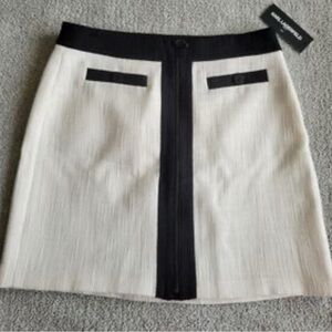 NWT Karl Lagerfeld Paris Textured Black and Cream Mini Skirt Size 14